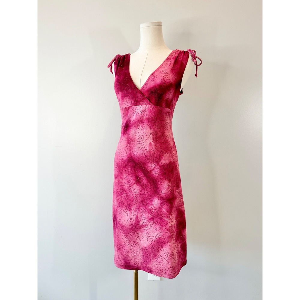 Vintage 1990s / 2000s Pink Sparkly Dress Fairy Whimsical 90s Y2K 00s Tie Dye M L - Picture 2 of 8